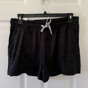 Women's Athletic Black Camouflage Drawstring Shorts - Plus Size